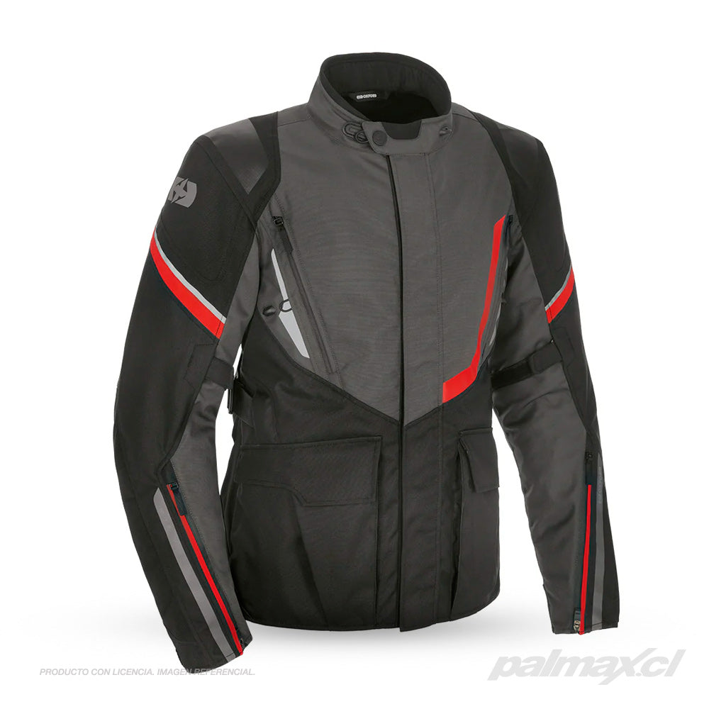 Chaqueta adventure modelo Montreal 4.0 Dry2Dry Black Grey Red | Oxford Products
